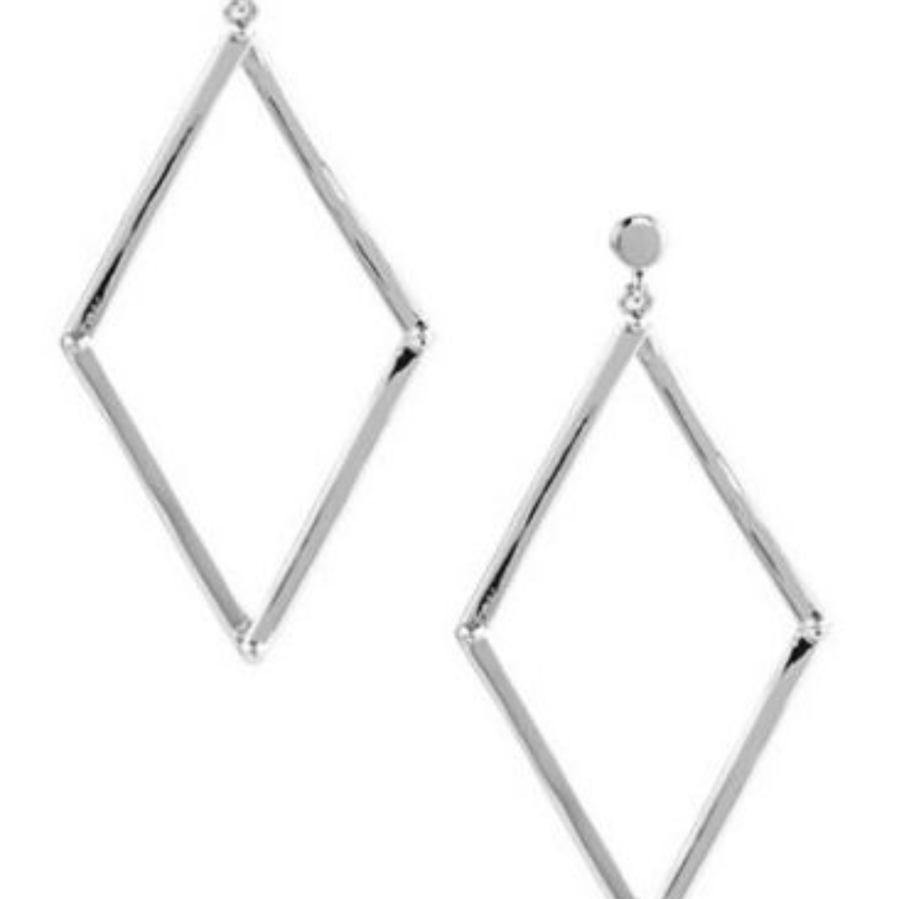 Trina Turk Silver Tone Open Diamond Drop  Earrings